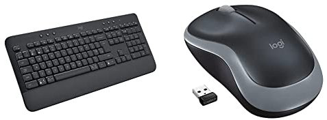 Logitech Signature K650 Wireless Keyboard - Grey & M185 Wireless Mouse, 2.4GHz with USB Mini Receiver, 12-Month Battery Life, 1000 DPI Optical Tracking - Grey