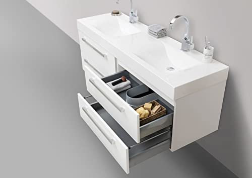 Intarbad ~ Badmöbel Doppelwaschtisch 160 cm Evermite mit Unterschrank, Salerno 2.0 Weiß Matt Lack IB1542