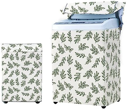 Odot Housse Machine a Laver Chargement par Le Haut, Couvre-Machine Protecteur Anti-Poussière Couverture pour Machine Lave-Linge et Sèche-Linge (Jolies plantes6,Capacité M 5.6-6.5kg)