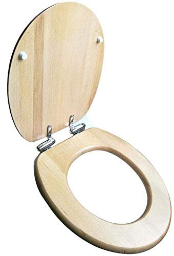 Abattant WC Couleur Naturelle - Avec Ralentissement en Bois Massif Ultra Résistant Top Fixe U/V/O Forme Compatible Abattant WC Housse small gift