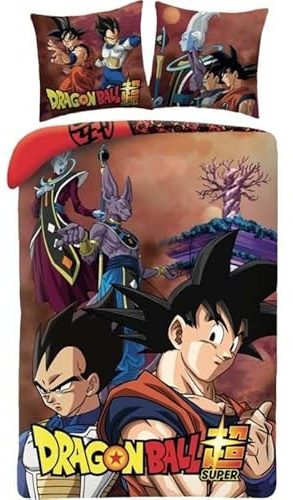 Parure de lit réversible Dragon Ball Z - San Goku et tous les personnages - 140 cm x 200 cm