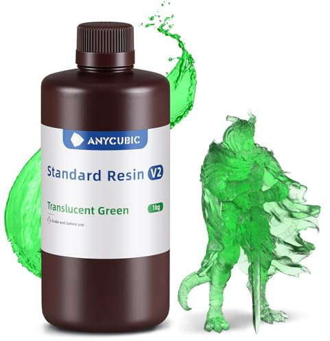ANYCUBIC Standard Resin V2 1000g, 3D Drucker Resin, 405nm LCD SLA Rapid UV Aushärtung Resin, Hochpräzises und schnelles Photopolymer Harz für LCD/DLP/SLA 3D Druck, Klargrün