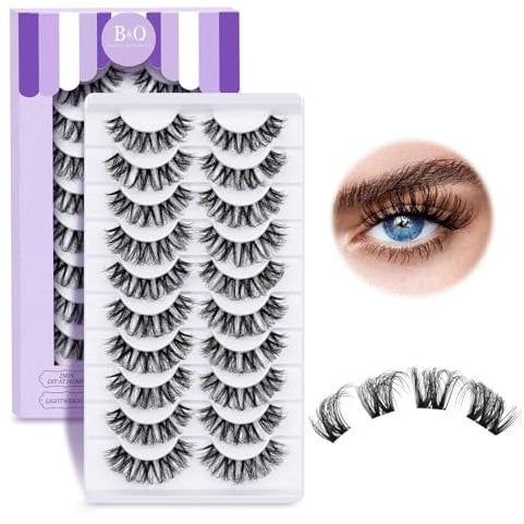 False Eyelashes P07 B&Q 10 Paar falsche Wimpern Extensions, naturbelassen (P07, 10 Paar)