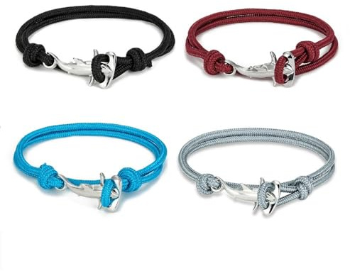 Hilufiet Hammerhead Hai-Armband, Ozeanliebhaber, nautisch, mehrschichtig, wasserdicht, Seil-Armband, Geschenk für Paare, Geschenk