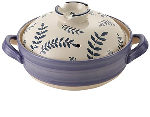 JJoias Cazuela De Cerámica Clásica, Cacerola Con Mango Ergonómico, Cazuela De Boca Poco Profunda Resistente A Altas Y Bajas Temperaturas Con Tapa,2.5l（e）