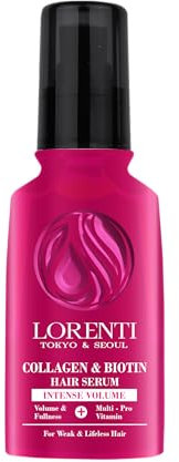 LORENTI TOKYO & SEOUL Haar Serum Collagen & Biotin 125ml zur Anti-Frizz Behandlung von trockenem, sprödem & strapaziertem Haar I Haarpflege Seren | Haarkur I Hair Oil Treatment |