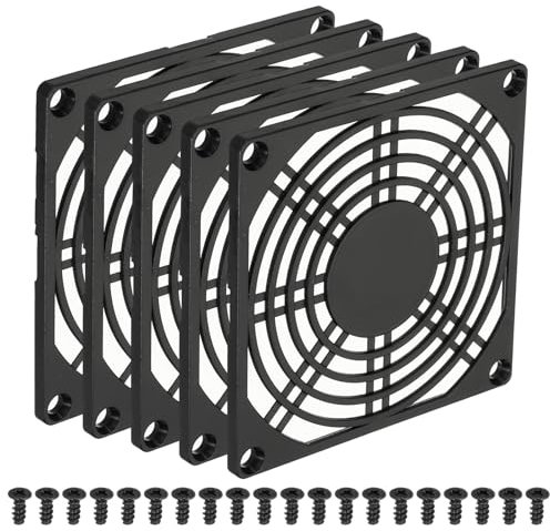 PATIKIL 92mm Fan Grill with Screws, 5 Pack ABS Plastic Frame Ventilator Grill Protector Mesh Dustproof Case Cover for Computer PC, Black