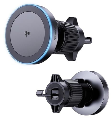 UGREEN MagFlow Qi2 15W Support Téléphone Voiture Induction Compatible avec MagSafe iPhone 16 Plus Pro Max 15 14 13 Chargeur sans Fil Voiture Porte Smartphone Magnétique Grille Aération