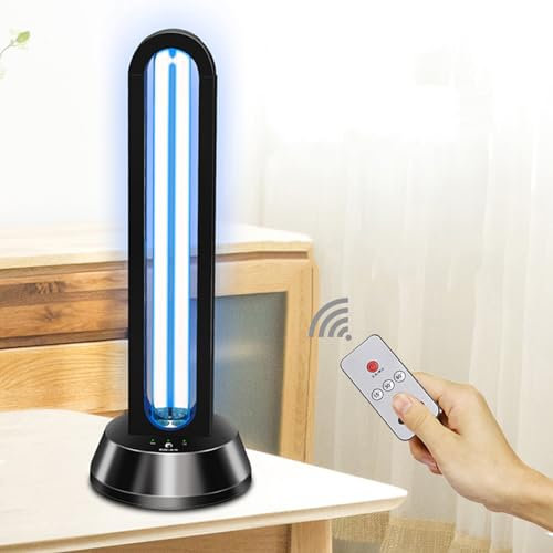 Keimtötende Lampe,UV Lampe Desinfektion mit Ozon,UV Lichtlampe mit Ozonerzeugung,Fernbedienung Timer,3-Block Timer,Töten Entferner Schimmel Grippe,Perfekt für Küche, Schlafzimmer, Wohnzimmer, Büro