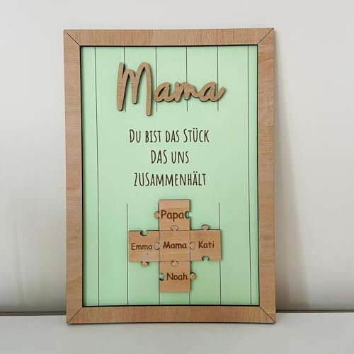 Muttertaggeschenk personalisiert, Puzzle Namen, Bilderrahmen, Geschenk für die Mutter, Geschenk für die Oma