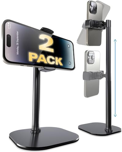 COOPER ChatStand 2-Pack - Soporte Ajustable para Celular de Escritorio | Rotatorio, inclinable, Soporte telescópico 9-13 para visualización a Nivel de Ojos (Negro Noche, 2 Piezas)