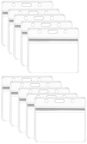 10 pochettes de cartes, Transparent imperméable à l'eau carte d'identité étui de protection badges porte-cartes utilisé avec des longes pour les cartes d'identité cartes école