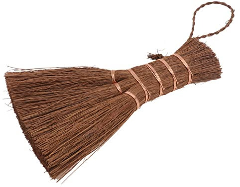 BCOATH Mini Scopa Portatile per Cerimonia del tè Spazzola per Scopa a Mano in Fibre Naturali Anello di Sospensione Leggera e Compatta per Pulizia di Precisione