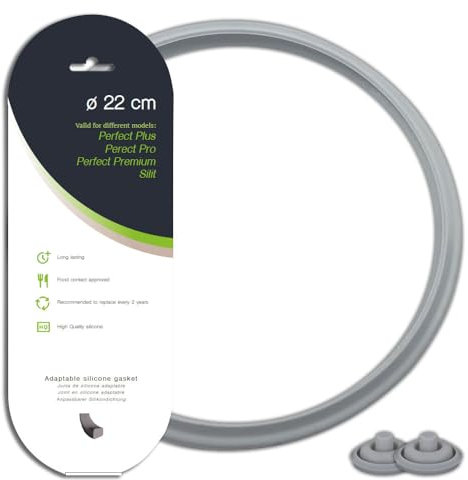 Anakel Home Pack de Junta de Olla de Ø22 cm y Set de 2 Juntas Indicadoras de Presión Compatible con Olla Express WMF Perfect Plus | Recambio Adaptable, Silicona