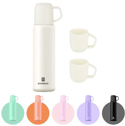 Thermal Flask with Cup 648ml/22oz Flask for Hot Drink, Vacuum Insulated Flask, Thermal Cold Water Bottle Thermo Coffee Flasks(White,Set)