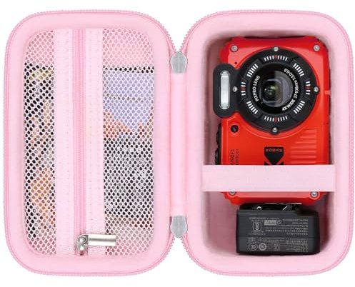 RAIALL Camera Case for Kodak PIXPRO WPZ2 Rugged Waterproof Shockproof Dustproof Digital Camera, Underwater Photography Camera Travel Bag, Extra Mesh Pocket Fits USB Cable, Adapter and SD Cards, Pink