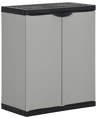 Furniture select-Meuble poubelle de jardin en polypropylène Gris et noir 68 x 40 x 85 cm