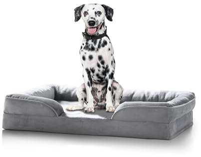 paradise pets Großes Hundebett, waschbar, super weich, mit rutschfester Unterseite, wasserdichtes Futter, orthopädisch und beruhigend, Grau, 97 x 71 x 16 cm