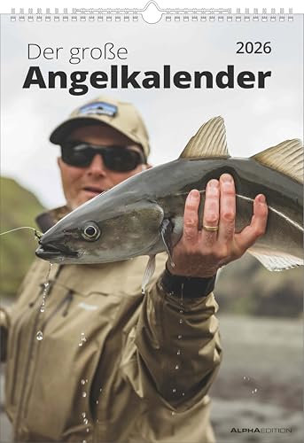 Der große Angelkalender 2026 - Bildkalender A3 (29,7x42 cm) - mit vielen Zusatzinformationen aus der Anglerwelt und Platz für Notizen - Wandkalender