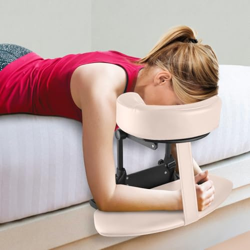EBANKU Support en aluminium pour le visage - Éponge de massage - Bras suspendu - Berceau de massage du visage avec bras suspendus - Beige