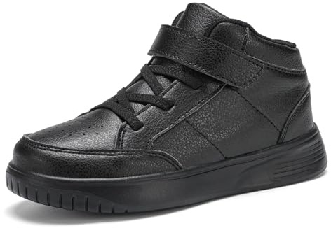 RTOUNT Kids Trainers Boys High Top School Tennis Sneakers for Girls Running Adjustable Strap Shoes
