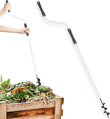 Composting Accessories – Aerator, Turner & Mixing Tool for Outdoor Compost Tumblers/Bins/Bags