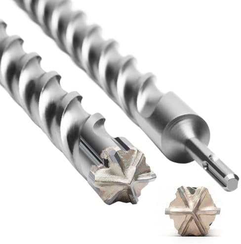 SDS Plus Bohrer 35mm x 460mm mit 6-Hartmetall Schneiden, Betonbohrer Ideal zum Bohren in Stein,Naturstein,Beton,Ziegelmauerbetonbohrer