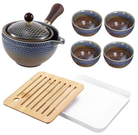 BIUDECO Juego De Té Portátil De Kit para Preparar Té Chino Tetera y Tazas De Color Azul Kit Multiusos para Viaje y Hogar Bolsa De Almacenamiento