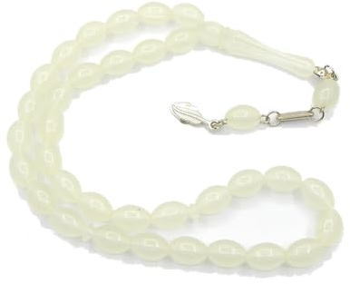 Perlin Gebetskette Leuchtet im Dunkeln Gebetsperlen Leuchsteine Tesbih Tasbih Tespih Misbaha Subha 33, Oval Muslimisches Islamic Rosenkranz Armbänder Anbetungszubehör
