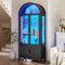 BROTTAR Gewölbte Vitrine mit LED Beleuchtung, Glasvitrine mit Intelligente Sensorik, Sideboard, Küchenschrank, Vitrinenschrank für Wohnzimmer Schlafzimmer Büro Sammlervitrine, Schwarz