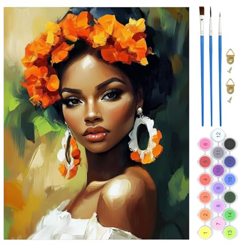 QENSPE Pintar por Numeros para Adultos, Kit de Pintura al óleo Principiantes DIY Paint by Numbers para Decorazione Casa Muro, Sin Marco, 40x50 cm (Hermosa Mujer)