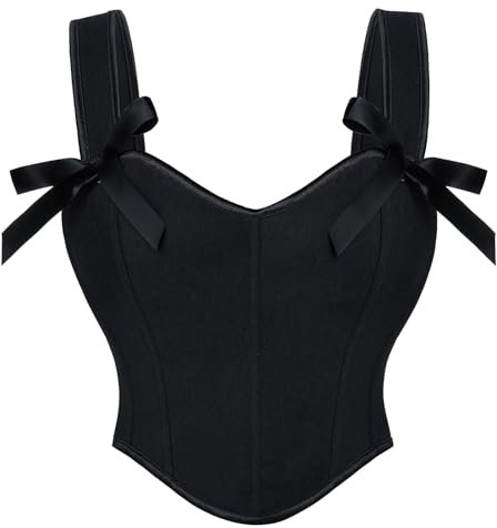 SCARLET DARKNESS Renaissance Corset Top for Women Lace-up Bustier Vest Cottagecore Party Corsets Black 12