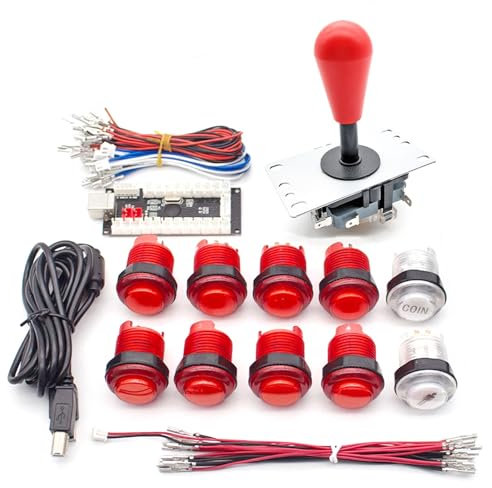 UYXOERA Arcade Game Cabinet Kit con pulsanti LED, Joystick a 8 pin, Encoder USB Zero Delay per PC Raspberry Pi, 5 V (blu)