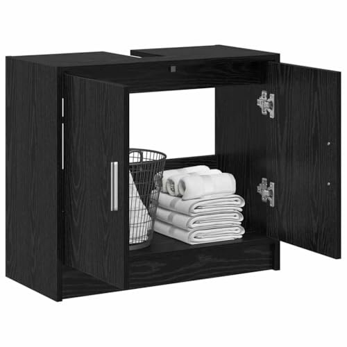 vidaXL Badezimmerschrank Schwarz Eichen-Optik 63 x 29 x 55 cm | Bietet viel Platz für all deine Sachen, Hergestellt aus robustem Holzwerkstoff, um dem täglichen Gebrauch standzuhalten,