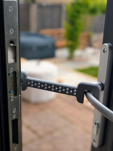 French Door Stop for Patio Doors – Door Handle Holder/Door Stay – Wind-Resistant - (Grey, Standard)