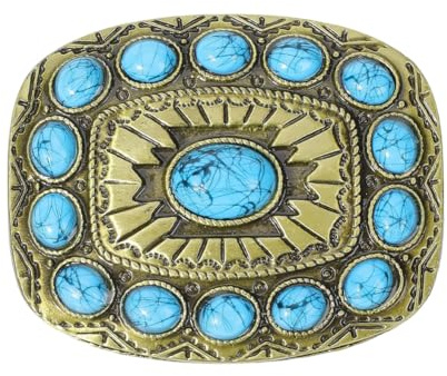 BEAMARKER Vintage Western Gürtelschnalle Rechteckig Blau Türkis Große Gürtelschnallen Im Bohemian Stil Schmuck Für Herren Damen Jeans Kleider Röcke Kleidung Dekorationen Rodeo Outfit