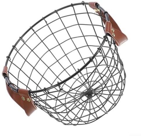 Round Metal Basket for Firewood with Handle Rustic Iron Storage Bin Suitable for Firewood Blankets Laundry Indoor and Outdoor (Black)