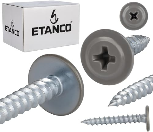 ETANCO GM-S selbstschneidende Blechschrauben Flachkopf RAL 9007 Graualuminium 4,2 x 14 mm 250 Stk., Universell Einsetzbar, Hochwertige Befestigungselemente für Holz, Metall und Beton