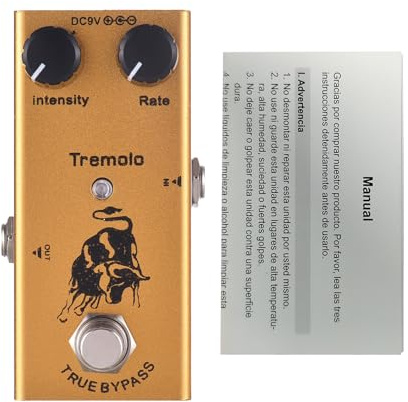 Tremolo Pedal, gitarr tremolo effekter pedal intensitet/hastighetskontroll knopp DC 9 V 6,35 mm, ingång/utgång gränssnitt elektrisk gitarr tremolo effekt med äkta bypass