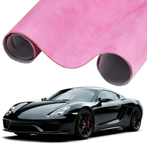 XhuangTech Veloursleder-Stoff-Folie, DIY Soft Touch Lackschutzfolie mit Luftk, selbstklebender Auto-Dekor-Aufkleber für den Innen- und Außenbereich, elastischer Aufkleber (Rosa, 75 × 152 cm)