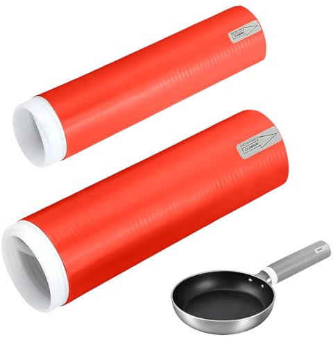 Chtaoxin 2 Sizes Silicone Pan Handle Covers | Heat Resistant Non-Slip Sleeves for Cast Iron Skillet, Frying Pan, Metal Cookware Grip, Kitchen Accessories for Cooking,Red