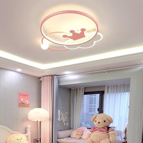 CVGBFDGYJN Kreative rosa Krone Wolke LED Deckenleuchte Fantasy Kinderzimmer Deckenlampe Kronleuchter für Mädchen Schlafzimmer Kinderzimmer 3 Beleuchtung 38W