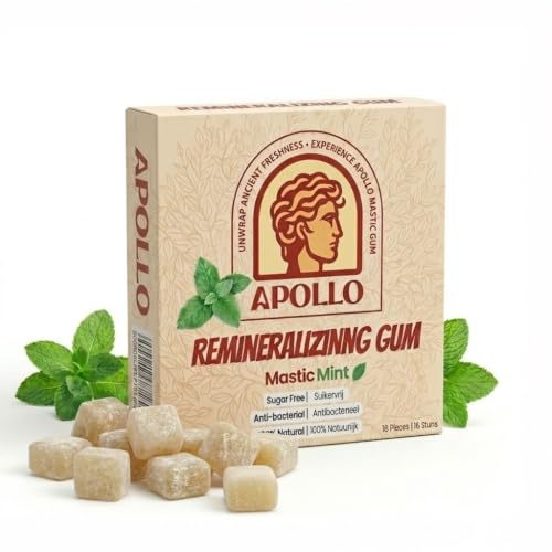 Apollo Gum | Natural Ingredients | Whitening Effect | Stronger Enamel | Fresh Breath | Mastic Mint | with Xylitol | Duo-pack 36 pieces