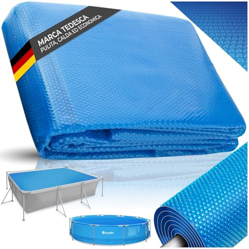 tectake® Bache a Bulle Piscine 4 x 6 m, Bache Piscine Adaptable à la Taille souhaitée, Bâche de Protection et Chauffage Solaire rectangulaire pour Piscines, Spa, Bassin, Faible évaporation de l'eau