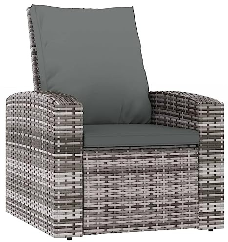 VIHHQGC PE Rattan Gartensessel mit Armlehnen und manuell Verstellbarer Relaxsessel Funktion für den Außenbereich inklusive Kissen