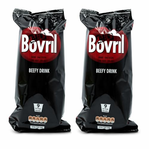 Bovril Beefy Sachets Pack of 2 – Instant Hot Beef Beverage, Savoury Stock Cup, Warming High Protein Broth, Quick & Easy for Home, Work & Travel
