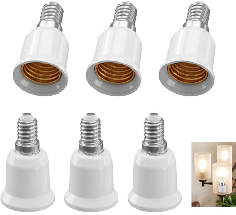 Lot de 6 Adaptateur E14 vers E27, Convertisseur Douille E14 E27 Adaptateur Douille Ampoule, Convertisseur Culot SES vers ES 220V, Support Ampoule LED Halogène CFL Incandescente, Base Lampe Résistant