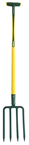 Leborgne, Fourche à Bêcher, 4 dents Épaisses, Manche Tri-Matière En T, Tête Acier Forgé et Trempé, Longueur totale 127 cm, Hauteur tête 30 cm, Largeur 19 cm, Acier forgé et trempé/Fibres de verre