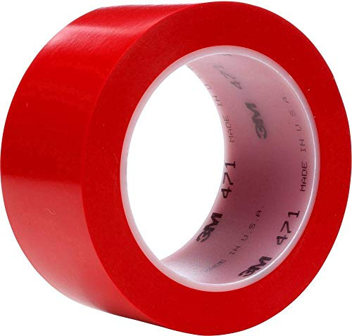 3M T967471R 471 Vinyl Tape, 5.2 mil, 36 yd. Length x 2 Width, Red
