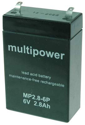 Multipower (A96241) Batterie au plomb 6 V 2,8 Ah MP2,8-6P A96241 non tissé en plomb AGM 66 x 104 x 33 mm